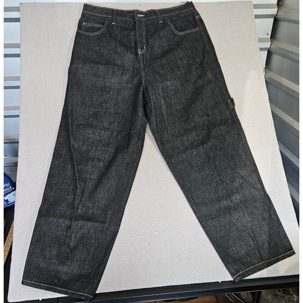 Vintage Y2K Iceberg Black Wide Leg Baggy Jeans 38x33 Made in Italy Streetwear